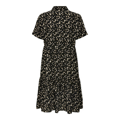 Šaty košilové Piper - černé s bílými tulipány