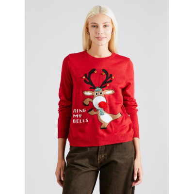 Dámský svetr s rolničkami Xmas - červený