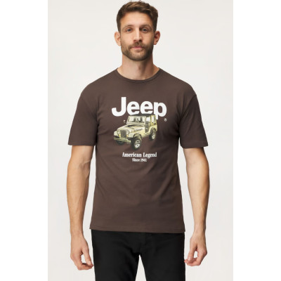 Tričko Jeep Regular Fit hnědé 